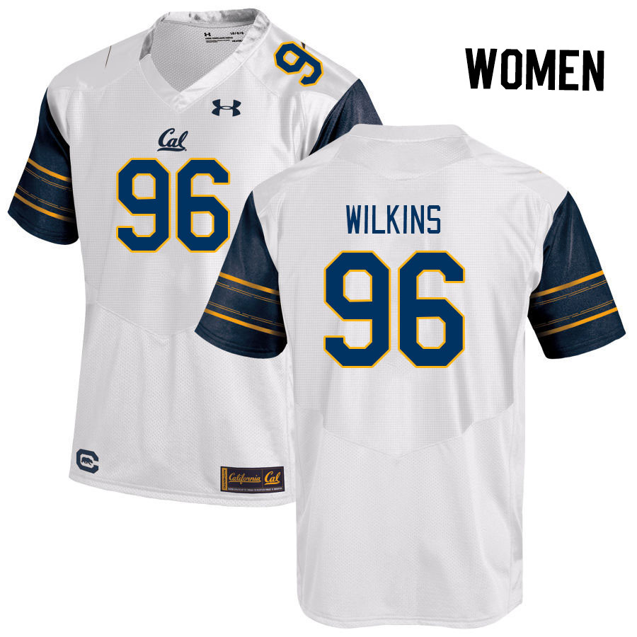 Women #96 Derek Wilkins California Golden Bears College Football Jerseys Stitched Sale-White